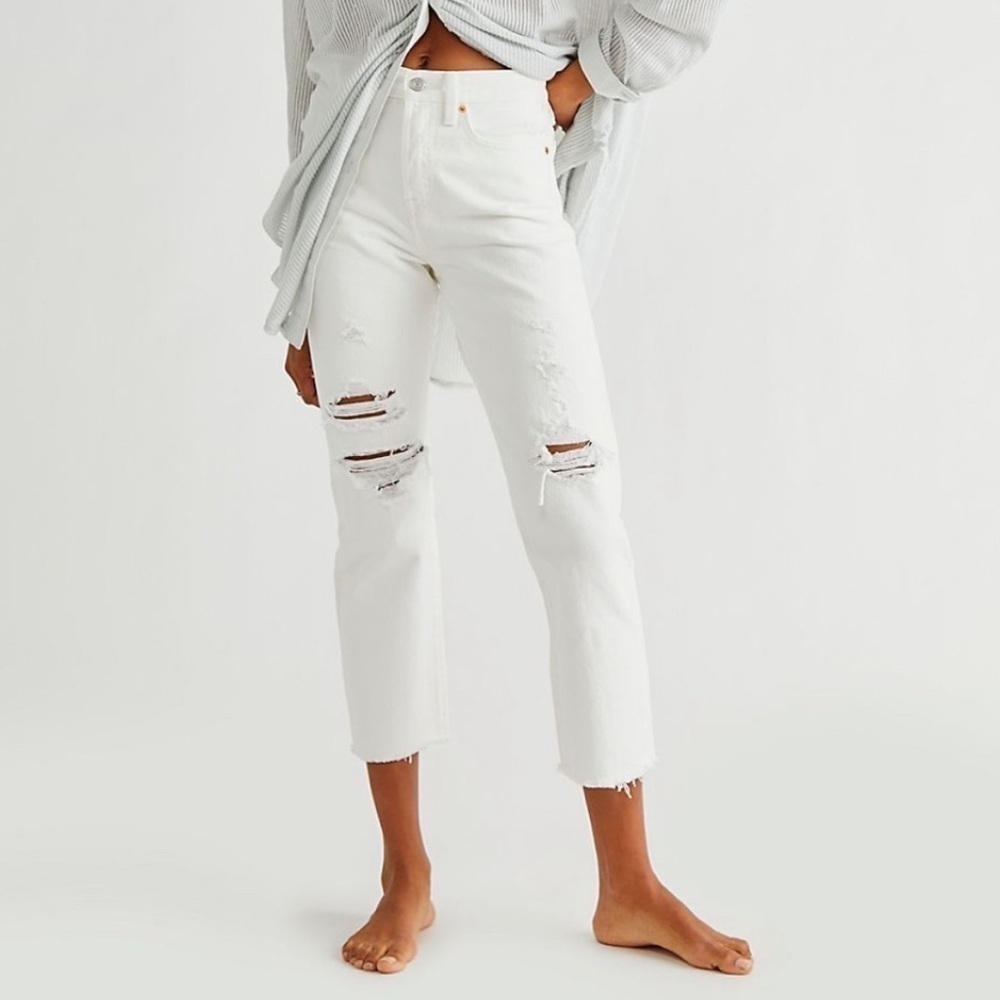 Levis White Distressed Wedgie Denim Pants sz 32